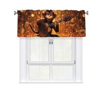 YYHHAOFA Short Curtains with Valance Rod 54x18in Monkey Music Picture for Kitchen, Bathroom, bedroom, Studio, Fits Most Standard or Decorative Curtain Rods