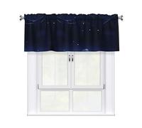 YYHHAOFA Short Curtains with Valance Rod 54x18in Serene blue night view Picture for Kitchen, Bathroom, bedroom, Studio, Fits Most Standard or Decorative Curtain Rods