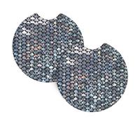 YYHHAOFA Silver fish scale Prints Car Cup Coasters 2-Pack - Engineered Neoprene Layers: Heat, Spill & Scratch Defense