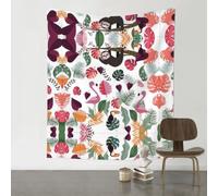 YYHHAOFA Sloth in Pink Tropical Jungle Prints 60x51in Wall Tapestry - Durable Polyester Throw Blanket for Dorm Decor, Beach Picnics & Versatile Room Layering
