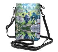 YYHHAOFA Small Cell Phone Purse 7.6x4.9in A Bunch Of Beasts Drinking Water Picture Leather Crossbody Flap Phone Case For Women, Perfect For Walking, Camping Black
