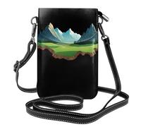 YYHHAOFA Small Cell Phone Purse 7.6x4.9in A Corner Of The Mountain Picture Leather Crossbody Flap Phone Case For Women, Perfect For Walking, Camping Black