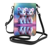YYHHAOFA Small Cell Phone Purse 7.6x4.9in A Pair Of Tigers Picture Leather Crossbody Flap Phone Case For Women, Perfect For Walking, Camping Black