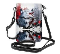 YYHHAOFA Small Cell Phone Purse 7.6x4.9in A Wolf'S Head Dripping Blood Picture Leather Crossbody Flap Phone Case For Women, Perfect For Walking, Camping