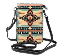 YYHHAOFA Small Cell Phone Purse 7.6x4.9in American Indian Nation Picture Leather Crossbody Flap Phone Case For Women, Perfect For Walking, Camping Black