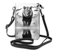 YYHHAOFA Small Cell Phone Purse 7.6x4.9in Animals Wildlife Picture Leather Crossbody Flap Phone Case For Women, Perfect For Walking, Camping Black
