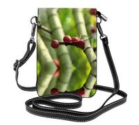 YYHHAOFA Small Cell Phone Purse 7.6x4.9in Autumn Fruit On The Branch Picture Leather Crossbody Flap Phone Case For Women, Perfect For Walking, Camping Black