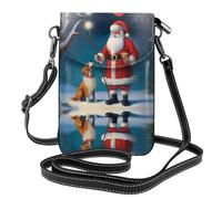 YYHHAOFA Small Cell Phone Purse 7.6x4.9in Birthday Old Man And His Dog Picture Leather Crossbody Flap Phone Case For Women, Perfect For Walking, Camping Black