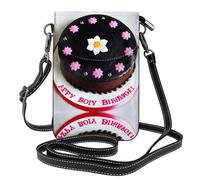 YYHHAOFA Small Cell Phone Purse 7.6x4.9in Black Chocolate Cake Picture Leather Crossbody Flap Phone Case For Women, Perfect For Walking, Camping