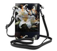 YYHHAOFA Small Cell Phone Purse 7.6x4.9in Butterfly On Lily Picture Leather Crossbody Flap Phone Case For Women, Perfect For Walking, Camping