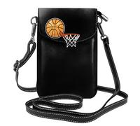 YYHHAOFA Small Cell Phone Purse 7.6x4.9in Cool Basketball Hoop Picture Leather Crossbody Flap Phone Case For Women, Perfect For Walking, Camping Black