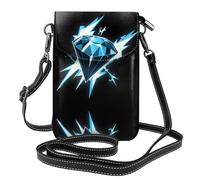YYHHAOFA Small Cell Phone Purse 7.6x4.9in Cool Lightning Diamond Picture Leather Crossbody Flap Phone Case For Women, Perfect For Walking, Camping Black