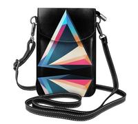 YYHHAOFA Small Cell Phone Purse 7.6x4.9in Cool Triangle Picture Leather Crossbody Flap Phone Case For Women, Perfect For Walking, Camping Black
