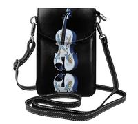 YYHHAOFA Small Cell Phone Purse 7.6x4.9in Cool Violin Picture Leather Crossbody Flap Phone Case For Women, Perfect For Walking, Camping Black