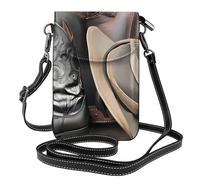 YYHHAOFA Small Cell Phone Purse 7.6x4.9in Cowboy Black Hat Western Boots Picture Leather Crossbody Flap Phone Case For Women, Perfect For Walking, Camping