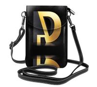 YYHHAOFA Small Cell Phone Purse 7.6x4.9in Creative Print Of Black And Gold Letters Picture Leather Crossbody Flap Phone Case For Women, Perfect For Walking, Camping