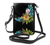 YYHHAOFA Small Cell Phone Purse 7.6x4.9in Crystal Blue Leaf Bouquet Picture Leather Crossbody Flap Phone Case For Women, Perfect For Walking, Camping