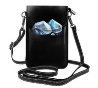 YYHHAOFA Small Cell Phone Purse 7.6x4.9in Crystal Rough Stone Picture Leather Crossbody Flap Phone Case For Women, Perfect For Walking, Camping Black