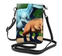 YYHHAOFA Small Cell Phone Purse 7.6x4.9in Dinosaurs Picture Leather Crossbody Flap Phone Case For Women, Perfect For Walking, Camping