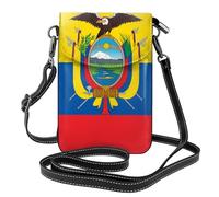 YYHHAOFA Small Cell Phone Purse 7.6x4.9in Flag Of Ecuador Picture Leather Crossbody Flap Phone Case For Women, Perfect For Walking, Camping Black