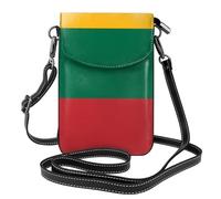 YYHHAOFA Small Cell Phone Purse 7.6x4.9in Flag Of Lithuania Picture Leather Crossbody Flap Phone Case For Women, Perfect For Walking, Camping Black