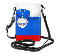 YYHHAOFA Small Cell Phone Purse 7.6x4.9in Flag Of Slovenia Picture Leather Crossbody Flap Phone Case For Women, Perfect For Walking, Camping Black
