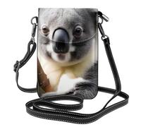 YYHHAOFA Small Cell Phone Purse 7.6x4.9in Green Leaf Koala Picture Leather Crossbody Flap Phone Case For Women, Perfect For Walking, Camping