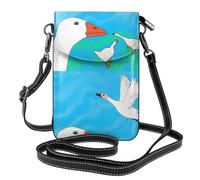YYHHAOFA Small Cell Phone Purse 7.6x4.9in Happy White Goose Picture Leather Crossbody Flap Phone Case For Women, Perfect For Walking, Camping