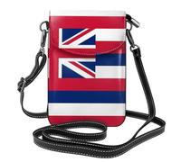 YYHHAOFA Small Cell Phone Purse 7.6x4.9in Hawaii Flag Picture Leather Crossbody Flap Phone Case For Women, Perfect For Walking, Camping Black