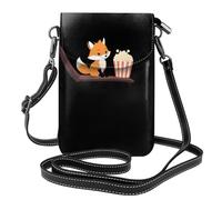 YYHHAOFA Small Cell Phone Purse 7.6x4.9in Little Fox Watching A Movie Picture Leather Crossbody Flap Phone Case For Women, Perfect For Walking, Camping