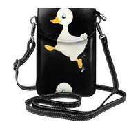 YYHHAOFA Small Cell Phone Purse 7.6x4.9in Little White Duck Jumping Picture Leather Crossbody Flap Phone Case For Women, Perfect For Walking, Camping