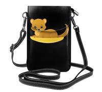 YYHHAOFA Small Cell Phone Purse 7.6x4.9in Little Yellow Weasel In The Cradle Picture Leather Crossbody Flap Phone Case For Women, Perfect For Walking, Camping
