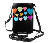 YYHHAOFA Small Cell Phone Purse 7.6x4.9in Love Hearts In Picture Leather Crossbody Flap Phone Case For Women, Perfect For Walking, Camping