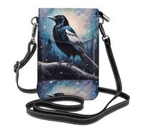 YYHHAOFA Small Cell Phone Purse 7.6x4.9in Magpie In The Starry Sky Picture Leather Crossbody Flap Phone Case For Women, Perfect For Walking, Camping