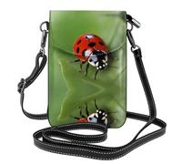 YYHHAOFA Small Cell Phone Purse 7.6x4.9in Red Ladybug Picture Leather Crossbody Flap Phone Case For Women, Perfect For Walking, Camping
