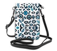 YYHHAOFA Small Cell Phone Purse 7.6x4.9in The Eye Of Evil Picture Leather Crossbody Flap Phone Case For Women, Perfect For Walking, Camping Black