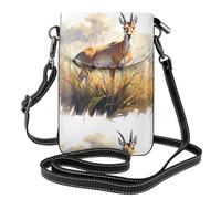 YYHHAOFA Small Cell Phone Purse 7.6x4.9in Tibetan Antelope On The Grassland Picture Leather Crossbody Flap Phone Case For Women, Perfect For Walking, Camping
