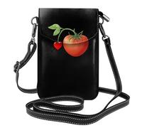 YYHHAOFA Small Cell Phone Purse 7.6x4.9in Tomato With Small Red Heart Picture Leather Crossbody Flap Phone Case For Women, Perfect For Walking, Camping