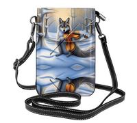 YYHHAOFA Small Cell Phone Purse 7.6x4.9in Wild Wolf Talks About Guitar Picture Leather Crossbody Flap Phone Case For Women, Perfect For Walking, Camping