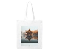 YYHHAOFA Small pavilion on the lake Prints Woman Canvas Tote Bag Strong and durable for traveling, shopping, Daily One Size