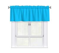 YYHHAOFA Solid color light blue Prints 54x18in Curtain Valance - Durable Peach Skin Polyester Kitchen Layer with Light Filtering Floral & 3" Rod Pocket