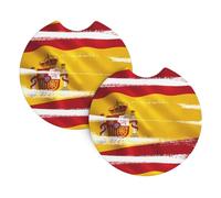 YYHHAOFA Spain Flag Prints Car Cup Coasters 2-Pack - High-Grade Drink Layers: Protect Your Ride & Simplify Life!