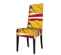 YYHHAOFA Spain Flag Prints Dining Chair Throws - Stretch Slipcovers Revitalize Your Seating with Easy Style & Easy Care