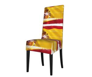 YYHHAOFA Spain Flag Prints Dining Chair Throws - Stretch Slipcovers Revitalize Your Seating with Easy Style & Easy Care