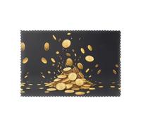 YYHHAOFA Spilled Gold Coins Prints Placemats Set of 6 12x18in - Create Cozy Table Settings for Everyday Moments & Special Gatherings