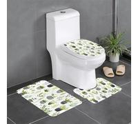 YYHHAOFA Springtime herb Garden Pattern Three Piece Set of Bathroom Floor mats, Bathroom Shower mats, Anti Slip Quick Drying