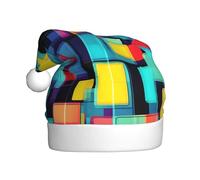 YYHHAOFA Square geometry diagram Printed Christmas Hat for Adult Soft and Fluffy Brim, Lightweight Comfort