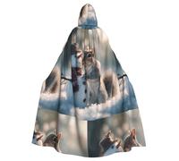 YYHHAOFA Squirrel building a snowman Printed Halloween Adult Hooded Cloak is a super large, comfortable, and durable cloak