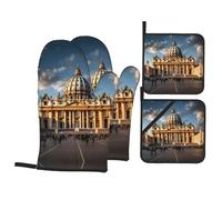 YYHHAOFA St Peter's Basilica Printing Oven Mitts and Pot Holders Set of 4 Kitchen baking Thick and durable, anti-scalding and heat-insulating