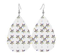 YYHHAOFA Stars Eastern Stars Prints Teardrop Leather Earrings - Vivid Dangle Drops for Women, Lightweight Fashion Jewelry, Silver-Plated Hooks for Sensitive Ears & Holiday Events